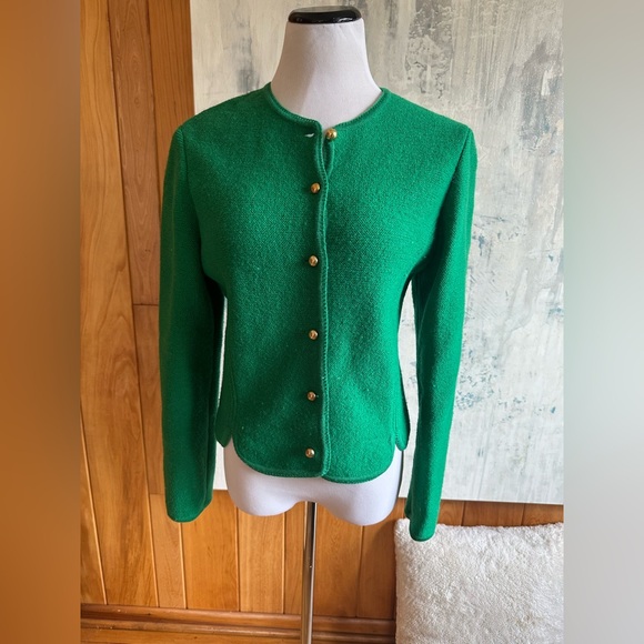 Vintage Jacobson’s 100% Wool Green Button-Up Sweater Blazer! Christmas! Medium - Picture 1 of 15
